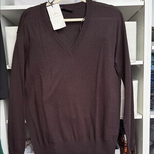 Zara womens Deep Brown V-Neck Sweater